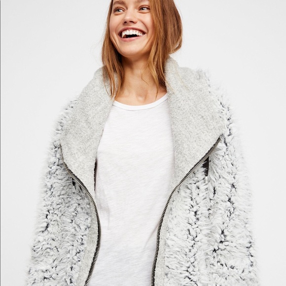 Free People Furry Dolman Jacket Grey - Picture 8 of 12